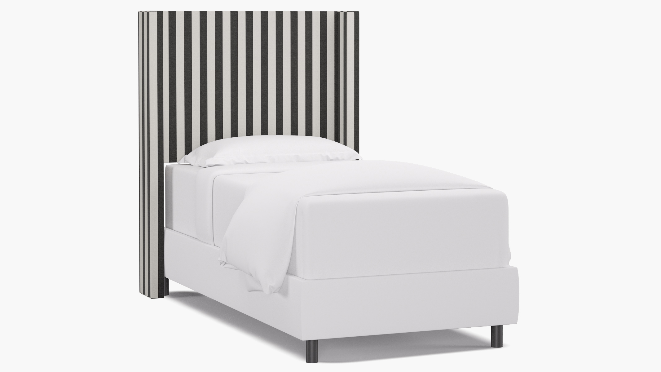 Modern Wingback Headboard, Ink Cabana Stripe, Twin - Image 0