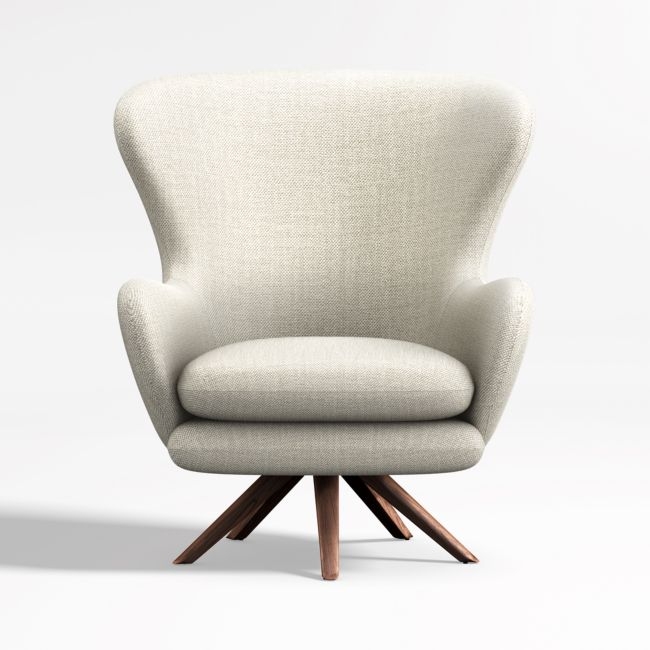 Powell White Fabric Wingback Swivel Accent Chair - Image 0