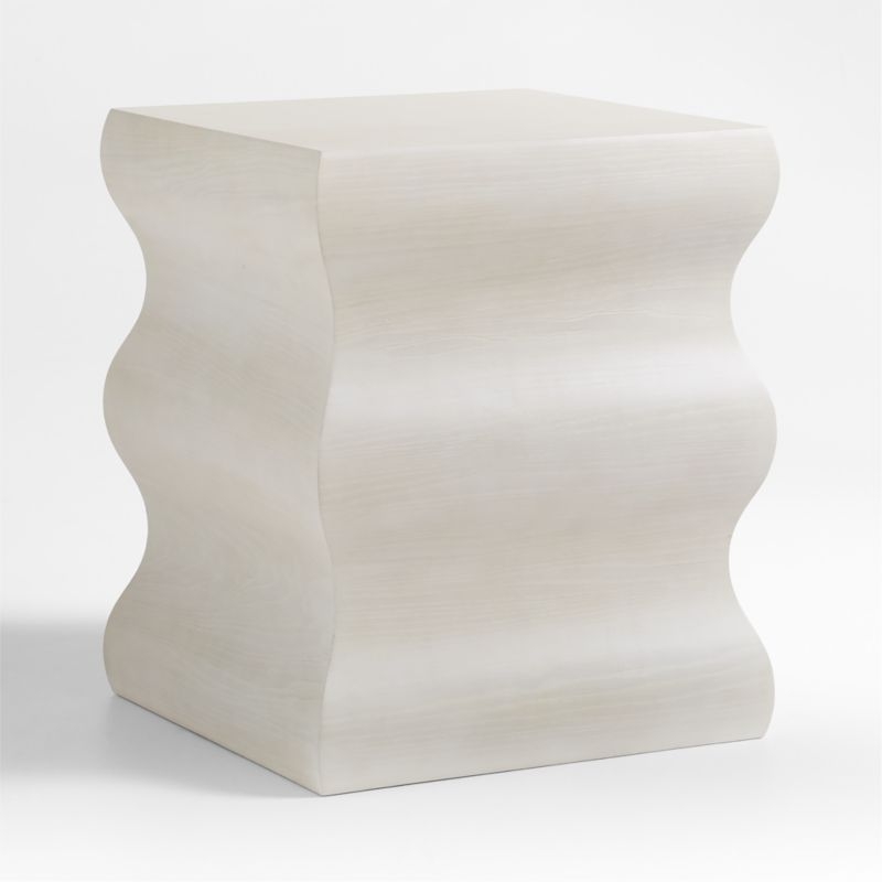 Onda Whitewashed Oak Wood Side Table - Image 3