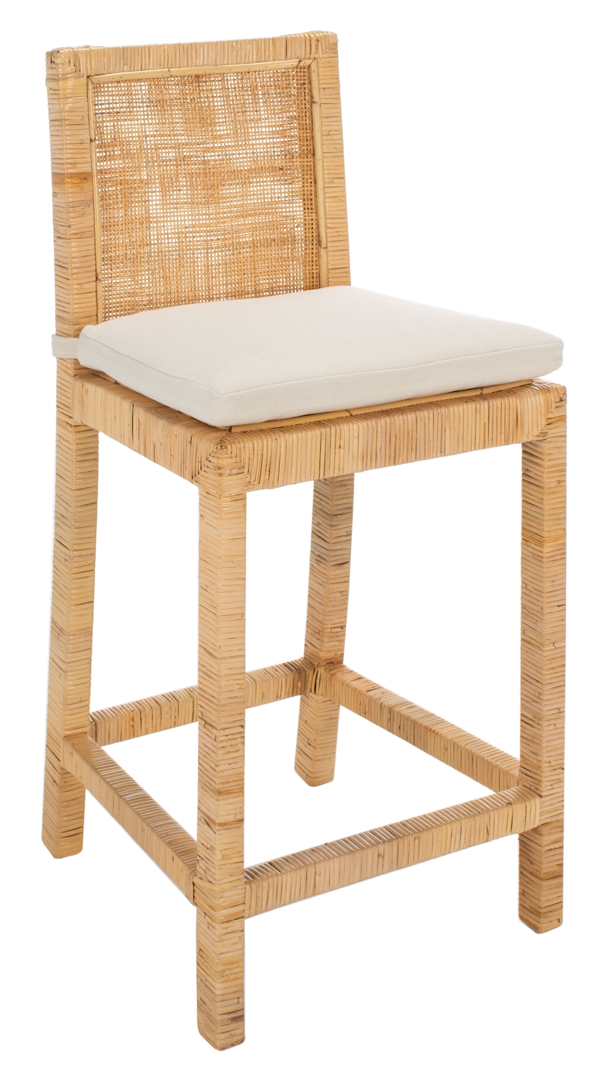 Tojo Cane Counter Stool W/ Cushion - White/Natural - Image 5