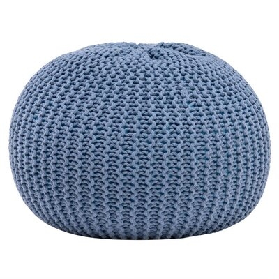 Round Knit Pouf - Hand Woven Cotton,Pink - Image 0
