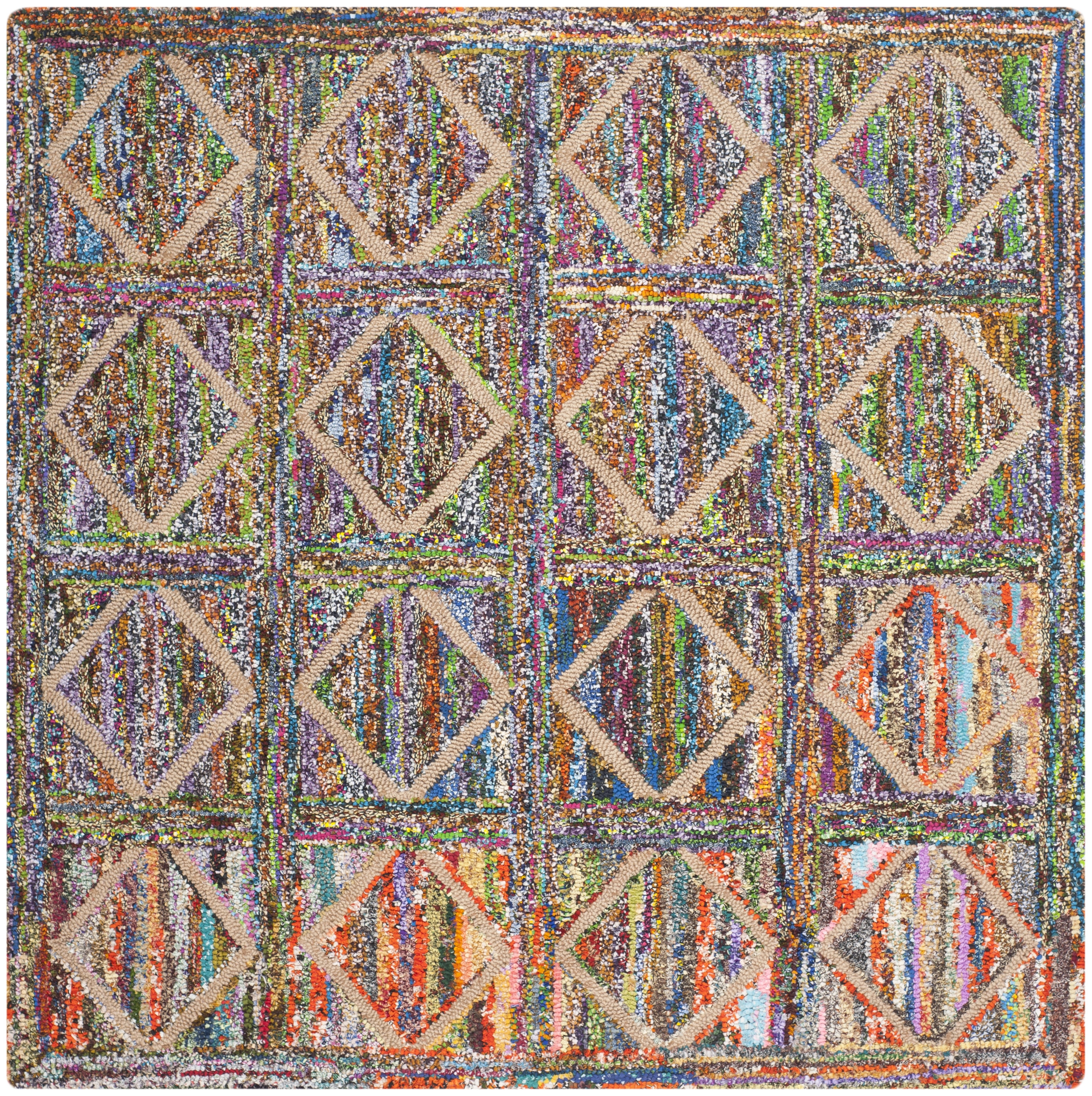 Arlo Home Hand Tufted Area Rug, NAN440A, Multi,  6' X 6' Square - Image 0