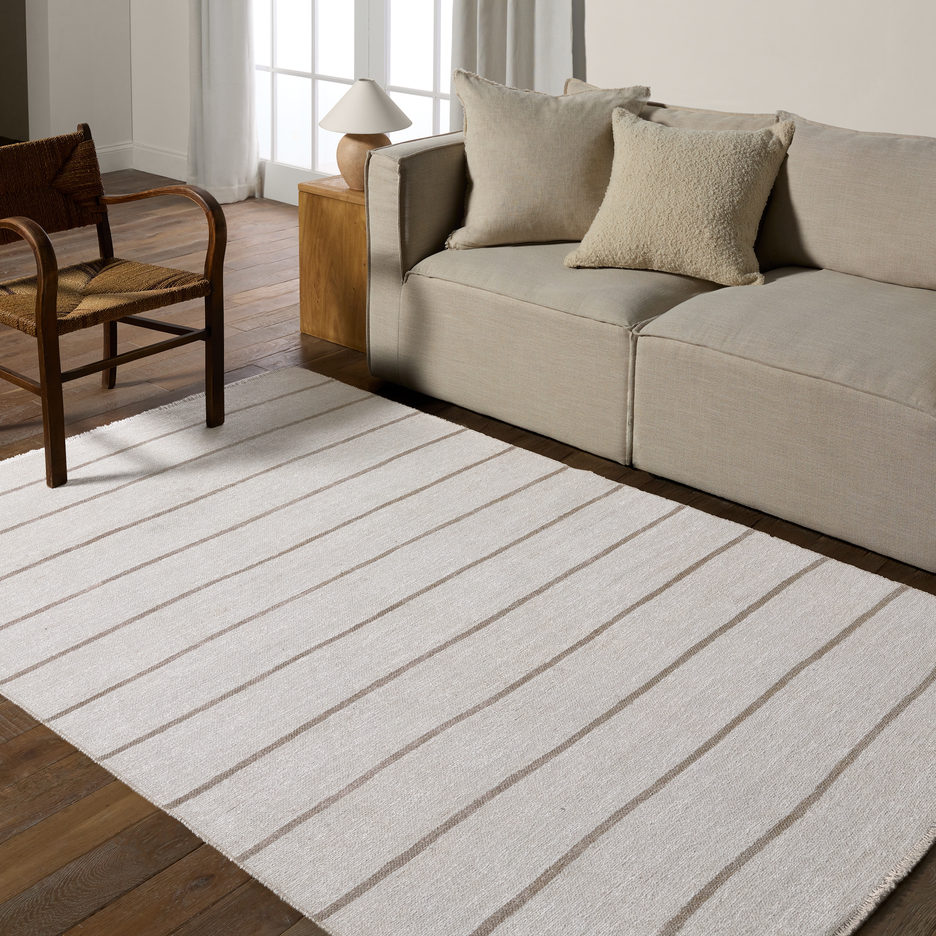 Label J Ryn SAV01 Striped Ivory and Tan Runner Rug (2'6"x8') - Image 4