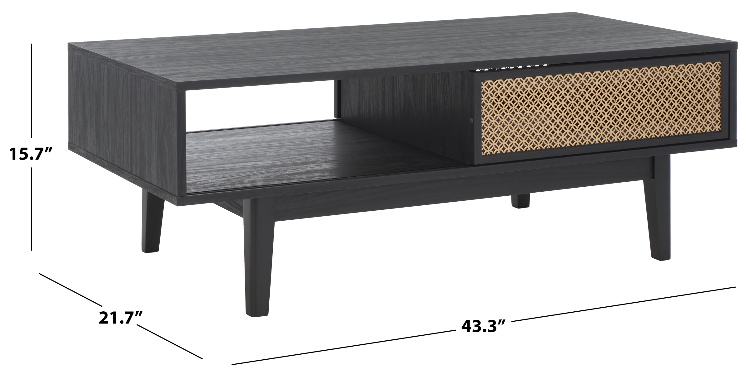 Ceu 2 Door Coffee Table - Black / Gold - Safavieh - Image 9