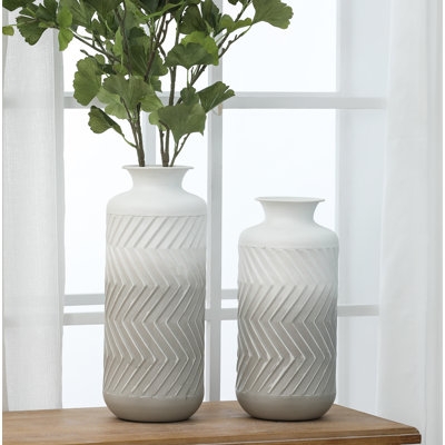 2 Piece Wilf Gray/White Metal Table Vase - Image 0
