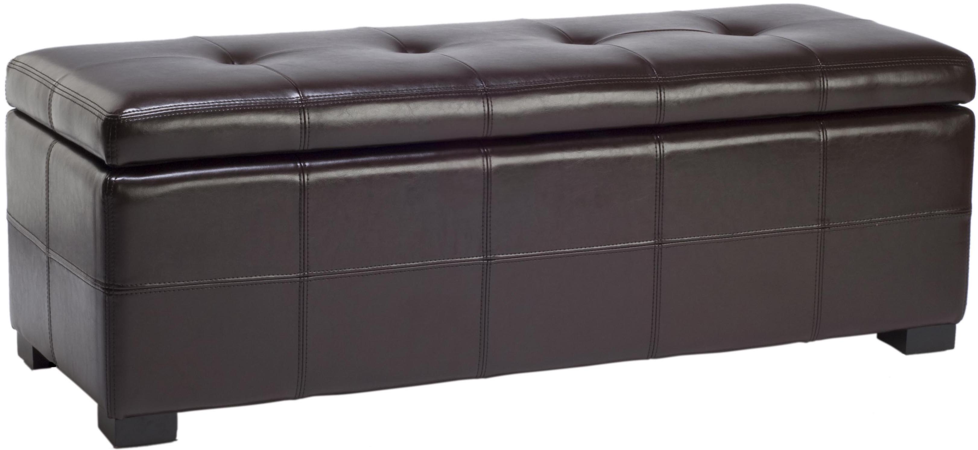 Maiden Tufted Storage Bench Lg - Brown/Black - Safavieh - Image 0
