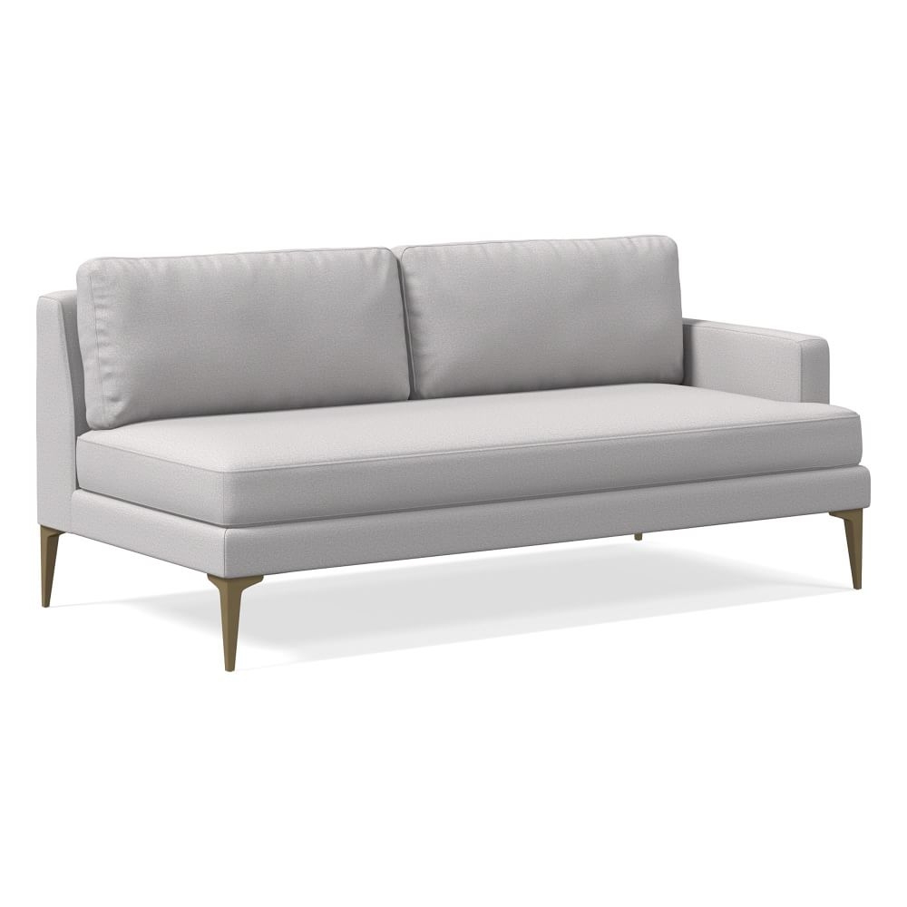 Andes Petite Right Arm 2.5 Seater Sofa, Poly, Chenille Tweed, Frost Gray, Blackened Brass - Image 0