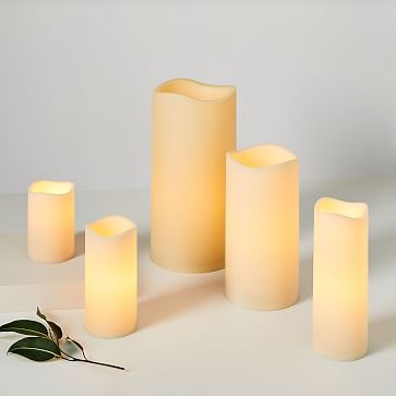 Indoor/Outdoor Flickering Flameless Pillar Candle, 3"x8", Ivory - Image 1