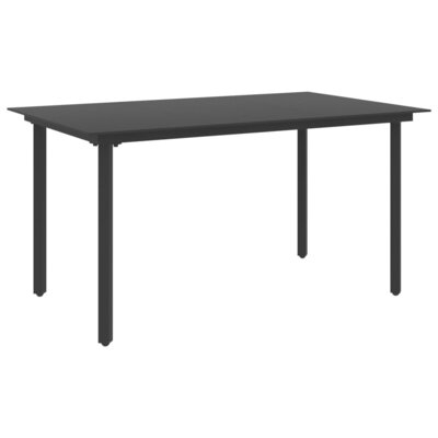 Latitude Run® Garden Dining Table Black 74.8"X35.4"X29.1" Steel And Glass - Image 0