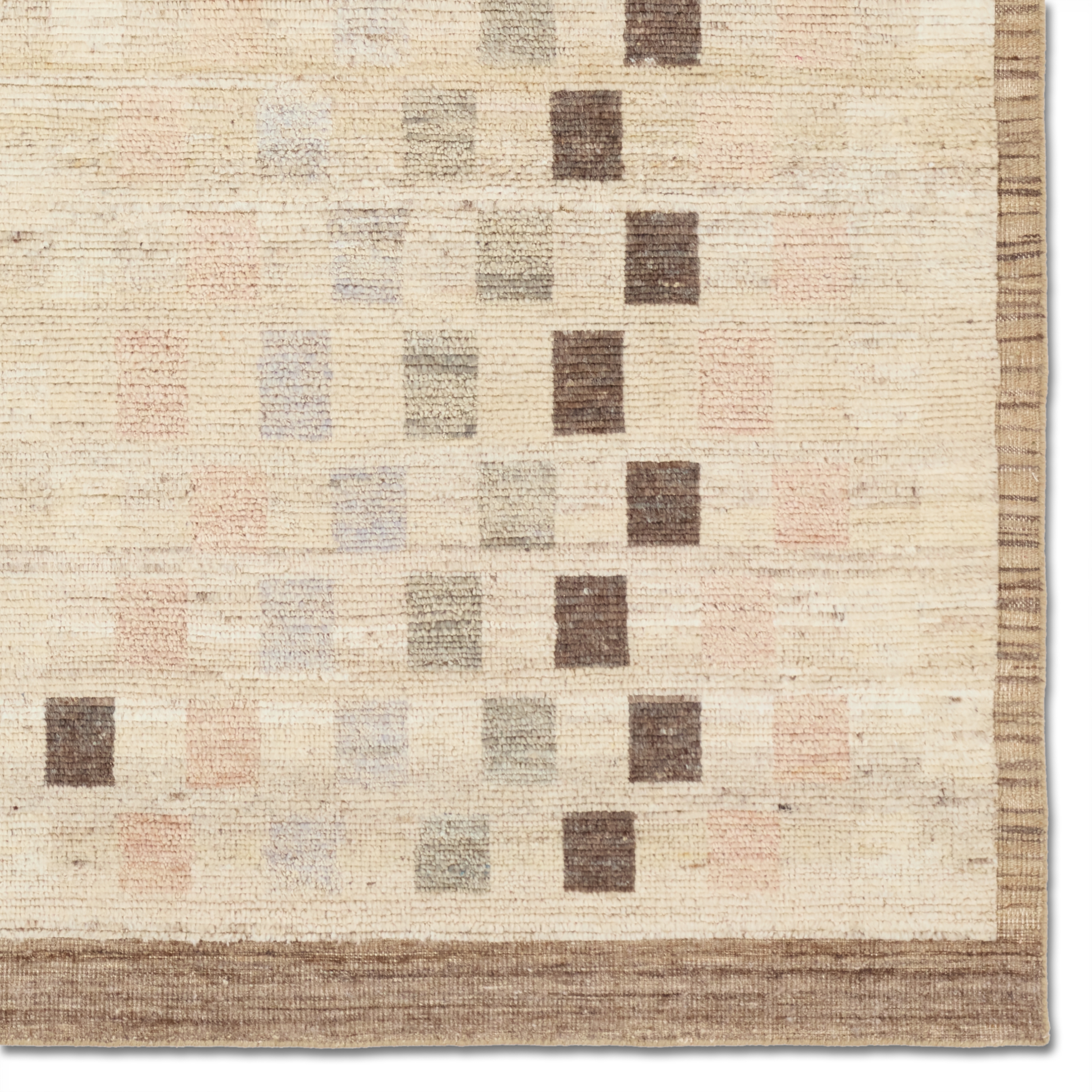 Ituri KAZ05 Handknotted Geometric Ivory and Tan Area Rug (6'x9') - Image 3