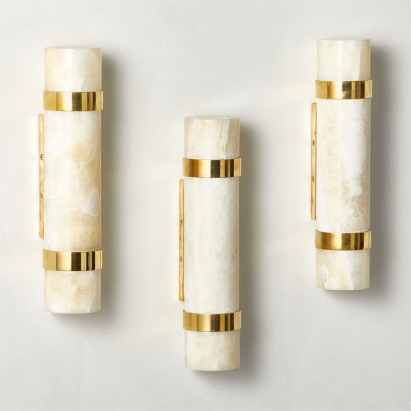Natalia Onyx and Brass Wall Sconce Set of 2 - Image 3