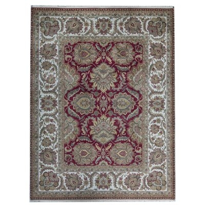 One-of-a-Kind Crown Hand-Knotted Red / Ivory 9' x 11'11" Wool Area Rug - Image 0