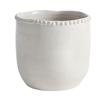 Beaded Ceramic Planter, Large - White - Image 3