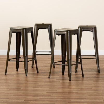Horton Modern And Contemporary Industrial Gunmetal Finished Metal 4-Piece Stackable Bar Stool Set - Image 0