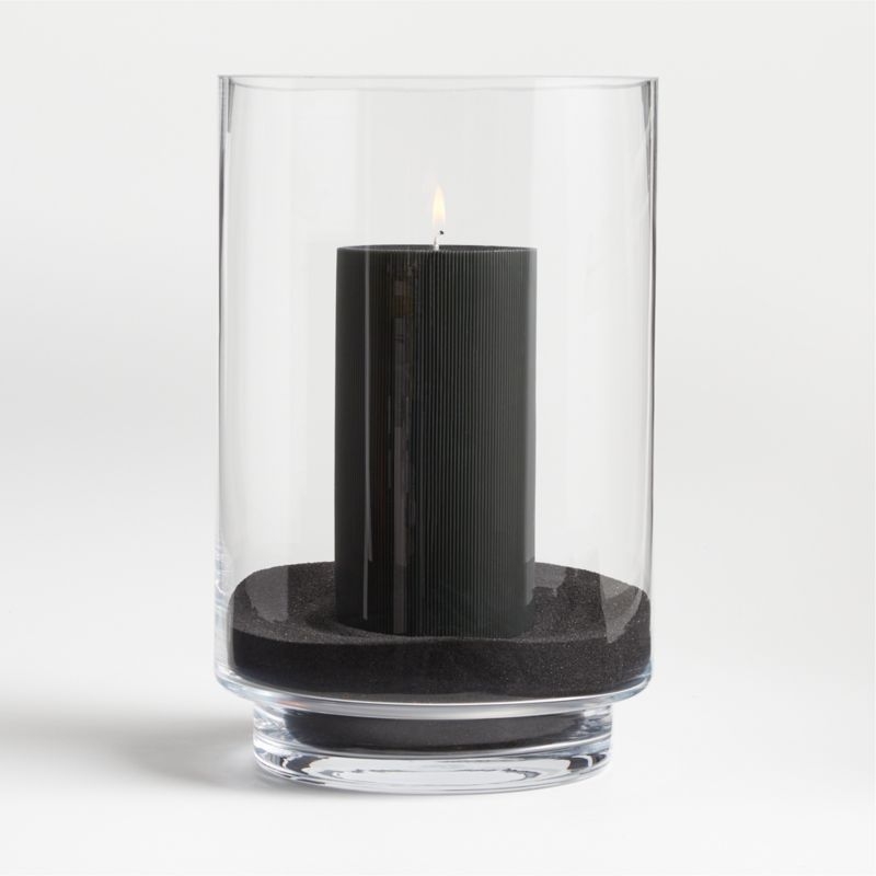 4"x8" Ribbed Black Pillar Candle - Image 1