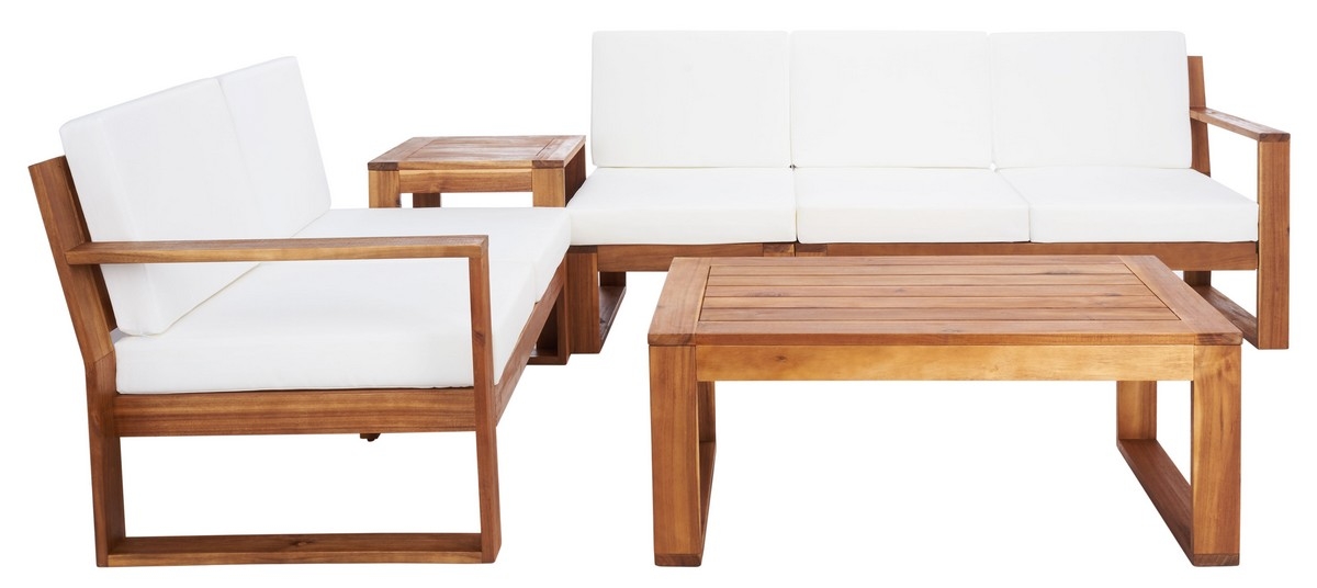 Catryn 4 Pc Outdoor Living Set - Natural/Beige - Safavieh - Image 0