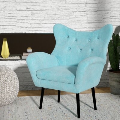 Bouck 30" Wide Tufted Velvet Wingback Chair - Image 0