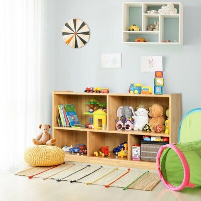Harriet Bee Kids 5-cube Storage Cabinet 2-shelf Wood Bookcase Organizer Natural - Image 0