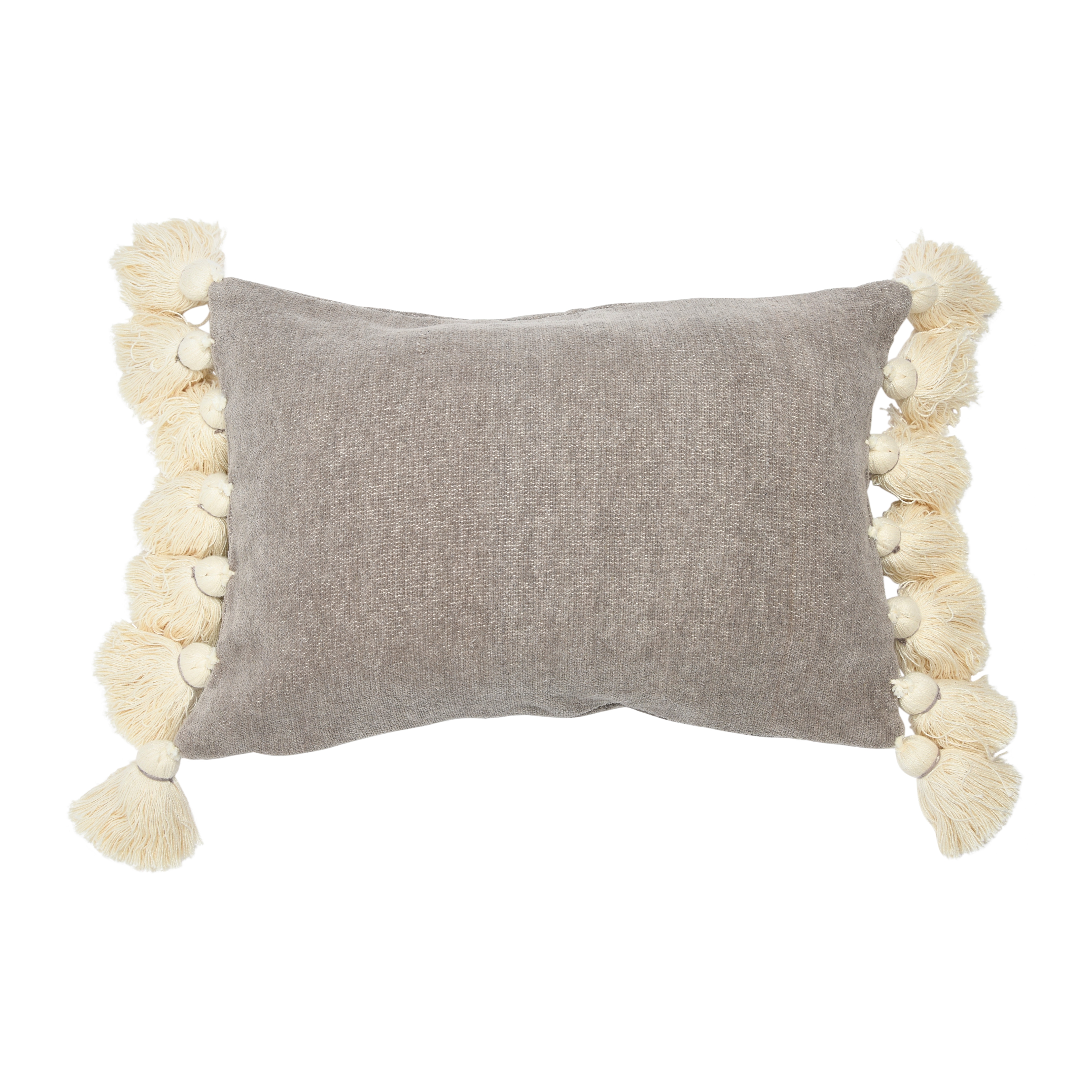 Cotton Chenille Lumbar Pillow with Tassels - Image 0