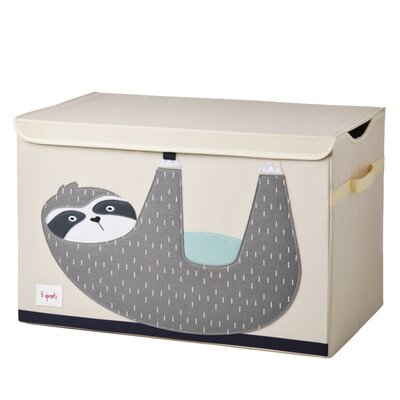 3 Sprouts Children's Nursery Room Soft Fabric Storage Trunk Toy Chest Box, Sloth - Image 0