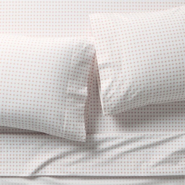 Cozy Cloud Geo Giggles Pink Block Print 100% Organic Cotton Kids Queen Sheet Set - Image 0