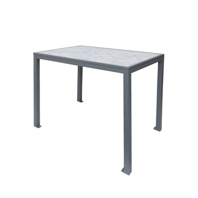 Surf Inlay 36x72 Carrara Top Soft Gray Frame Bar Table - Image 0