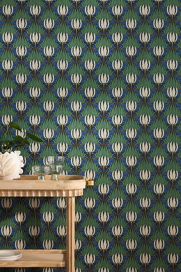 Tulip & Bird Floral Wallpaper - Image 1