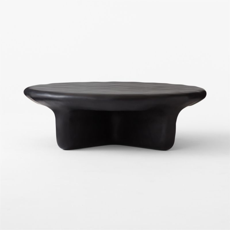 Bodene 50" Round Black Resin Coffee Table - Image 2