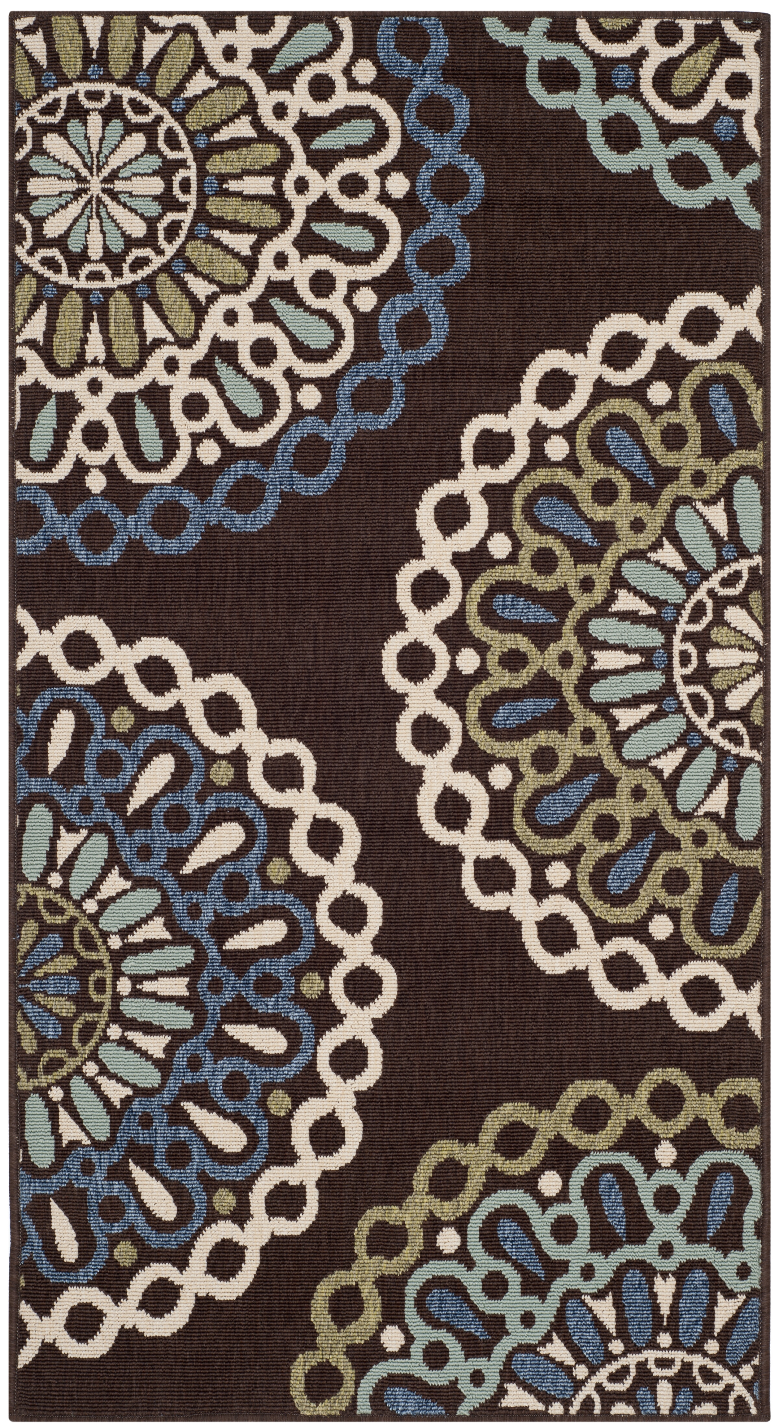 Arlo Home Indoor/Outdoor Woven Area Rug, VER092-0625, Chocolate/Blue,  2' 7" X 5' - Image 0