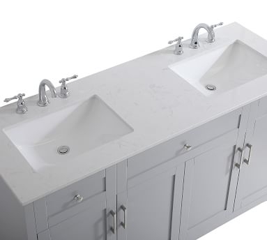 White Cedra Double Sink Vanity, 60" - Image 1