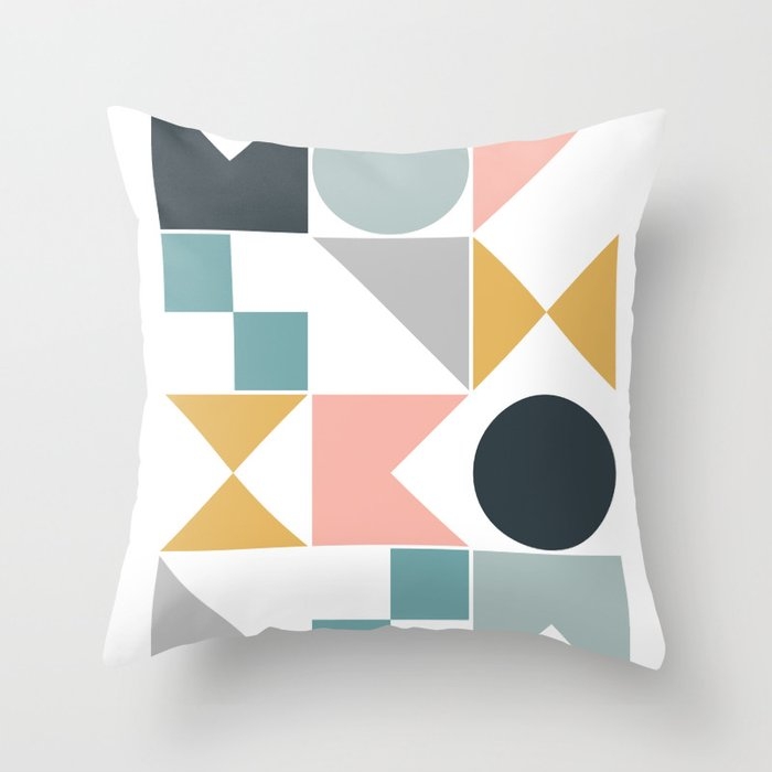 Modern Geometric 08 Throw Pillow by The Old Art Studio - Cover (16" x 16") With Pillow Insert - Outdoor Pillow - Image 0