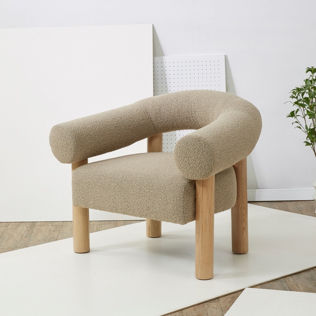 Carleigh Boucle Accent Chair - Brown / Natural - Image 1