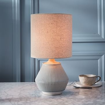 Roar and Rabbit Table Lamp Cool Gray Natural Linen (17") - Image 3