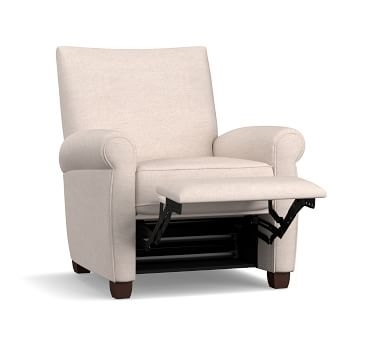 Grayson Roll Arm Upholstered Recliner, Polyester Wrapped Cushions, Performance Heathered Basketweave Alabaster White - Image 1