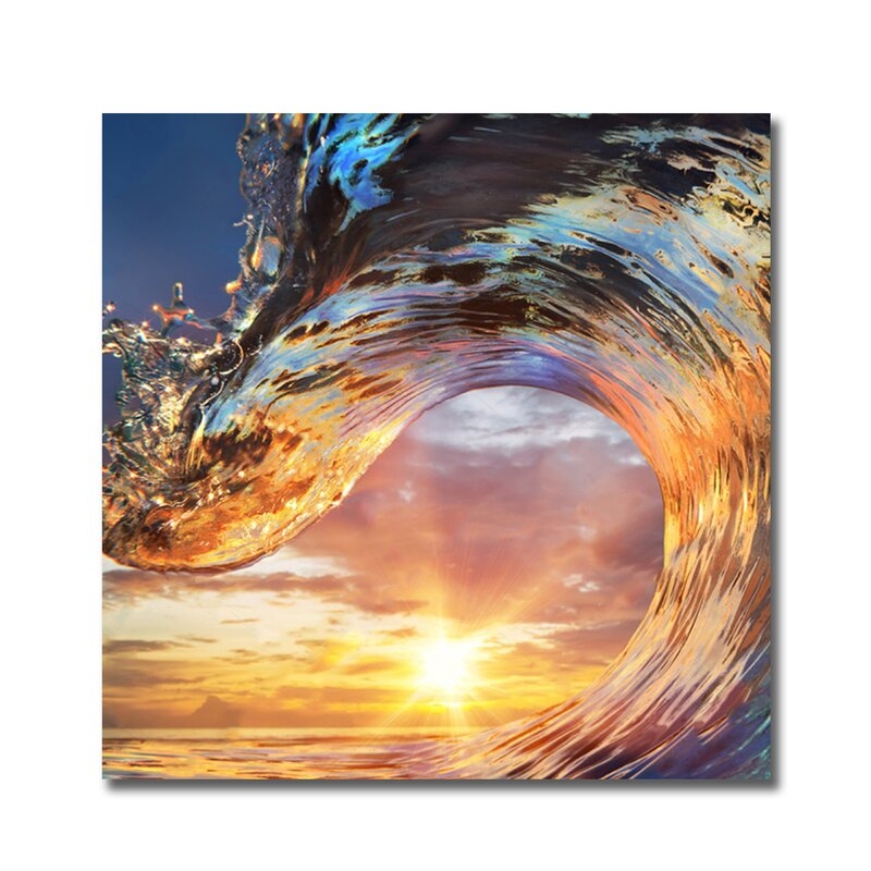 DecorumBY 'Sea Crest Sunset' - Unframed Photograph Print Format: Aluminum, Size: 36" H x 36" W x 1.5" D - Image 0