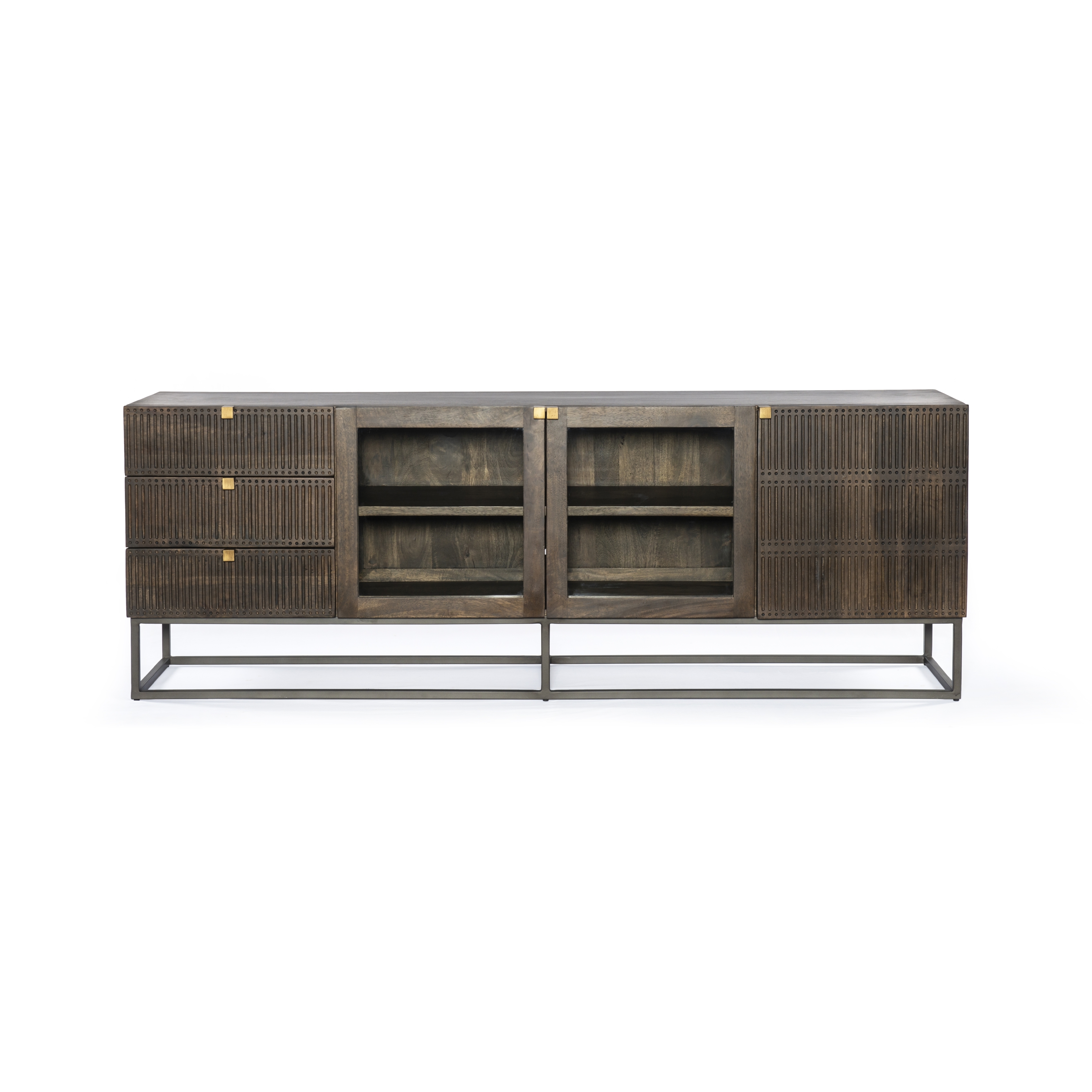 Kelby Media Console-Carved Vintage Brown - Image 2