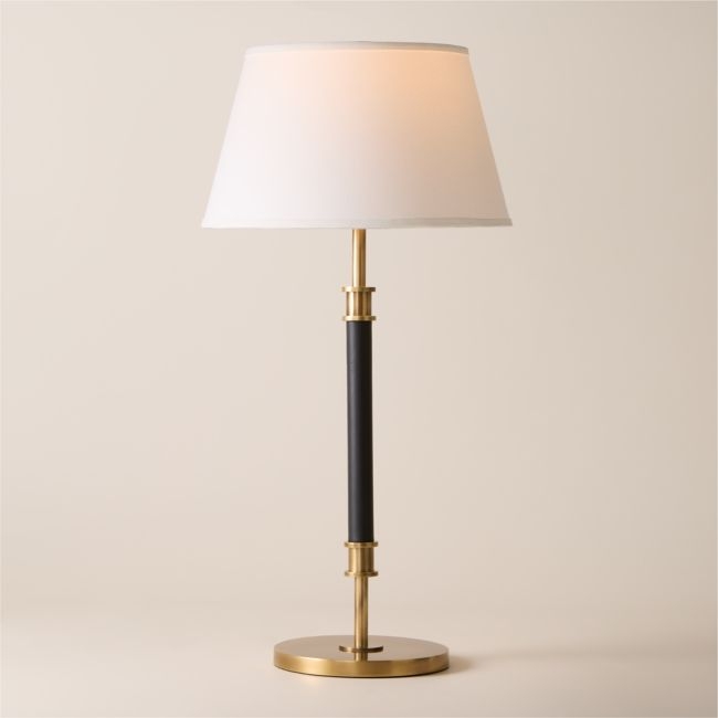 Viator Wrapped Black Leather Table Lamp - Image 0