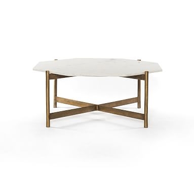 Montague Marble Coffee Table, Brass, 40"L - Image 0