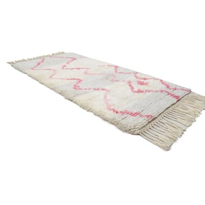 One-of-a-Kind Hand-Knotted 3' x 5' Wool Area Rug in Ivory/Pink - Image 0