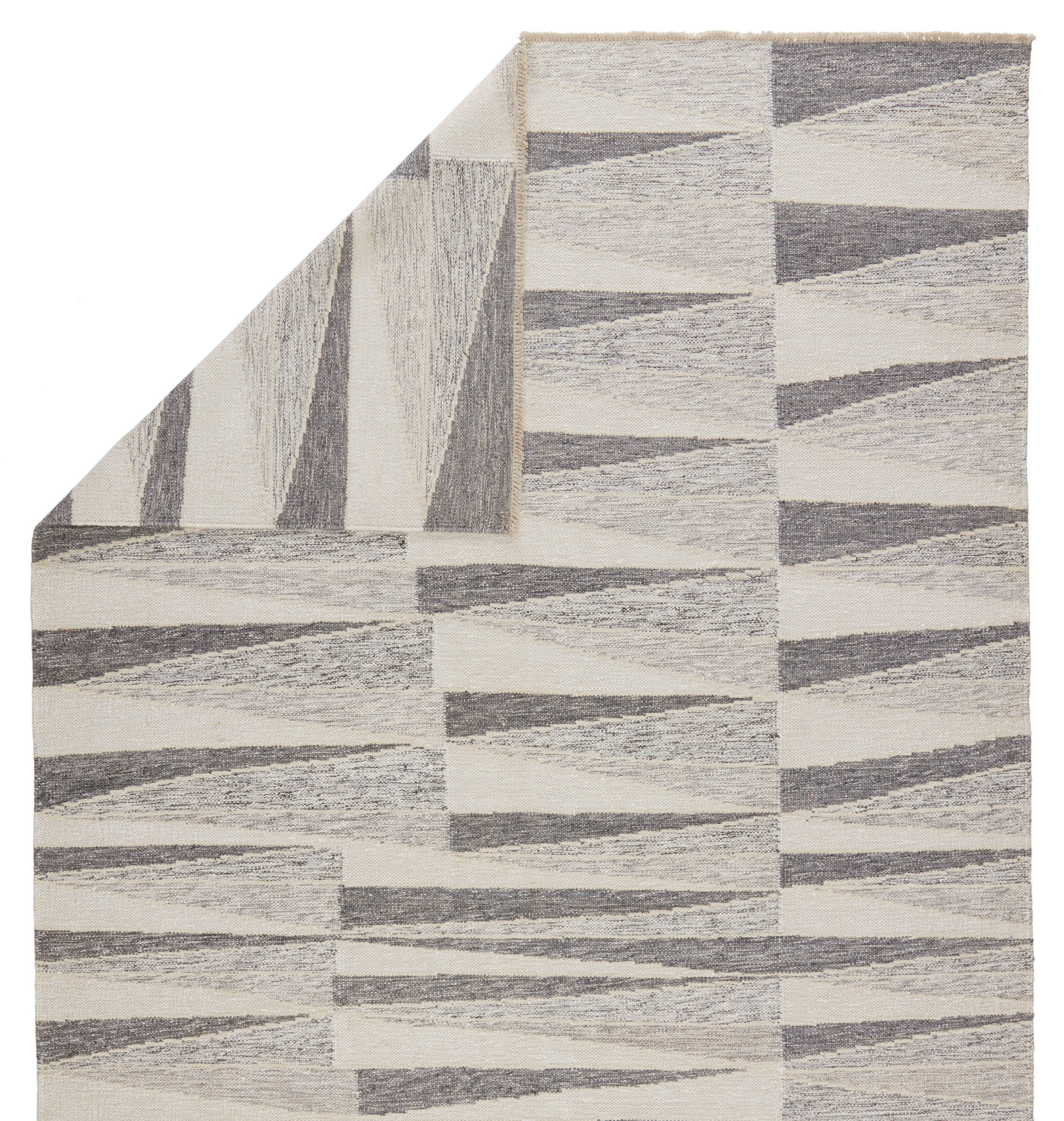 Greycliff Handmade Geometric Light Gray/ Cream Area Rug (9'X12') - Image 2