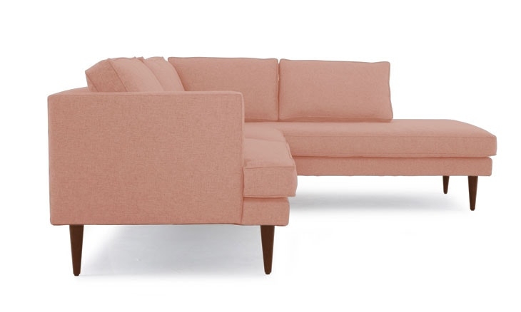 Pink Preston Mid Century Modern Sectional with Bumper (2 piece) - Royale Blush - Mocha - Left - Image 4