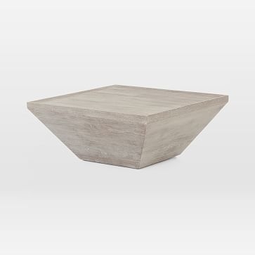 Teak Wood Square Outdoor Coffee Table, Weathered Gray - Image 1