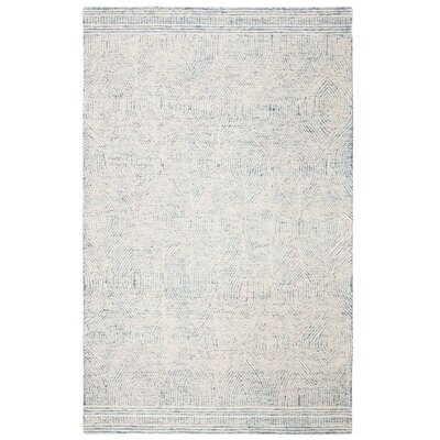 Hirschman Handemade Tufted Wool Ivory/Blue Area Rug - Image 0