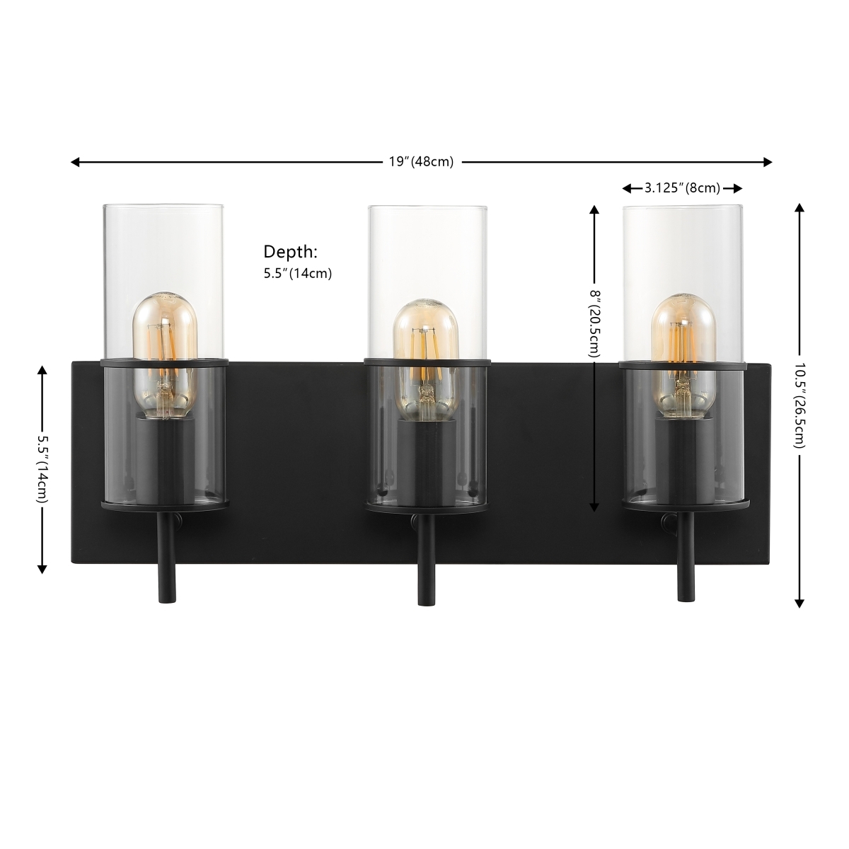 Jester 3 Lt 19" Wall Sconce - Black - Safavieh - Image 0