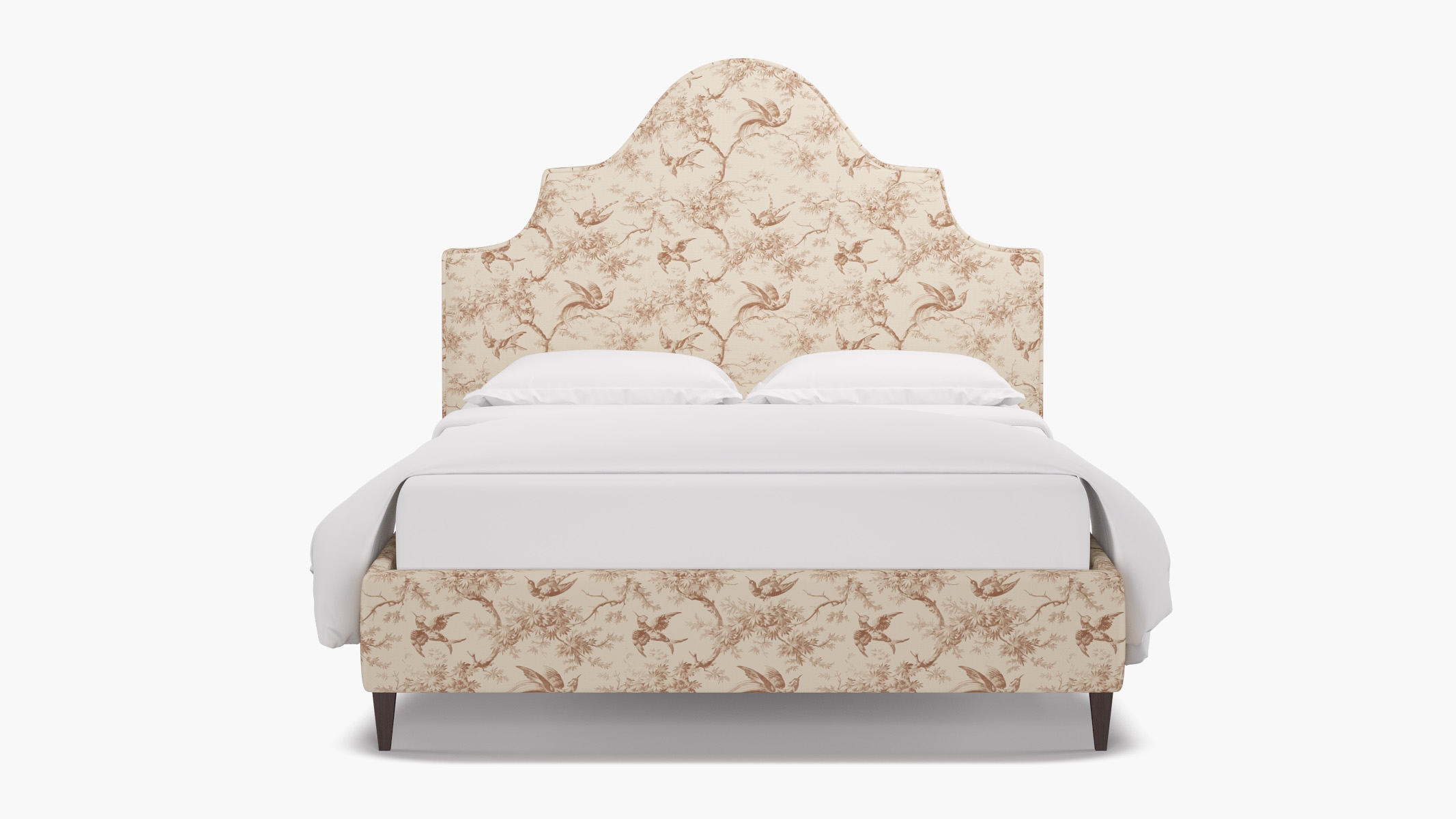 Statement Bed, Terracotta Swallows, Espresso Square Tapered Leg, Twin - Image 0