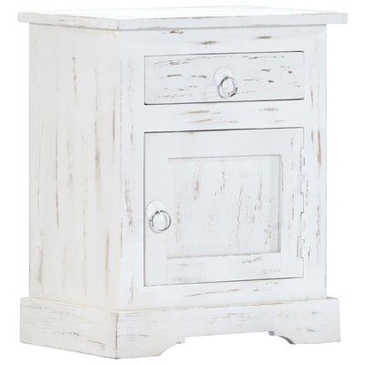 1 - Drawer Solid Wood Nightstand in White - Image 0