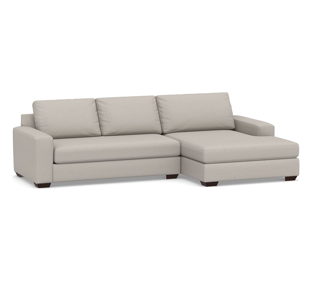 Big Sur Square Arm Upholstered Left Arm Loveseat with Double Chaise Sectional and Bench Cushion, Down Blend Wrapped Cushions, Chunky Basketweave Stone - Image 0