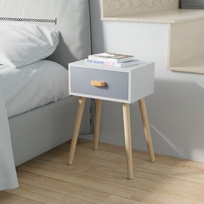 Plath 1 - Drawer Nightstand in Silver/Blue - Image 0