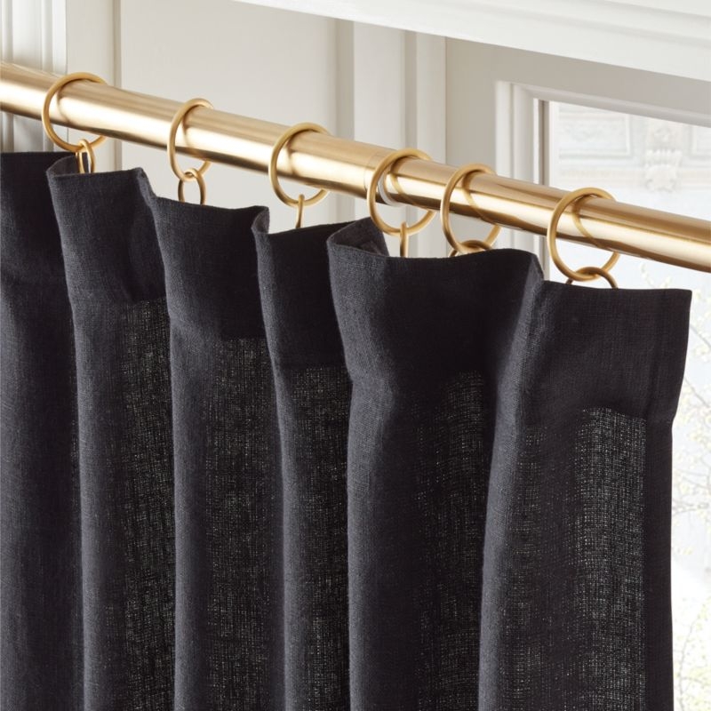 Heavyweight Black Linen Window Curtain Panel 48''x96'' - Image 1