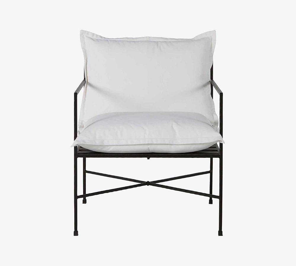 Blithdale Lounge Chair Cushion, Sunbrella(R) - Outdoor Linen; Navy - Image 0